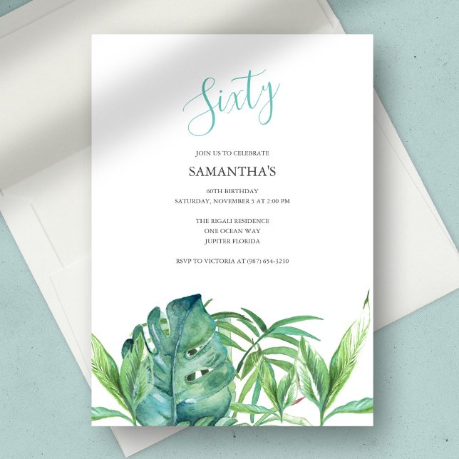 水彩熱帯葉60誕生日 (クリエイターアップロード済み)