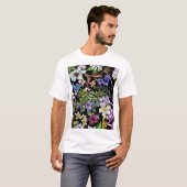 水彩熱帯葉：シームレスパターン Tシャツ (正面フル)