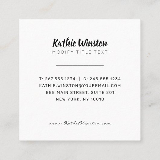 水彩熱帯葉 スクエア名刺 (裏面)