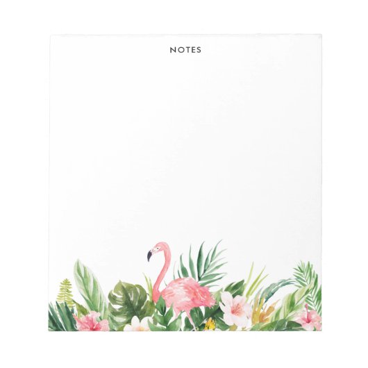 水彩熱帯葉Flamingo Notepad ノートパッド (正面)