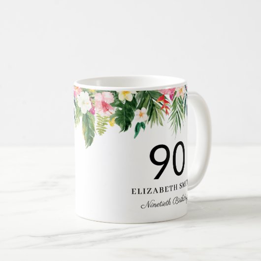 水彩熱帯誕生日 コーヒーマグカップ (正面右)