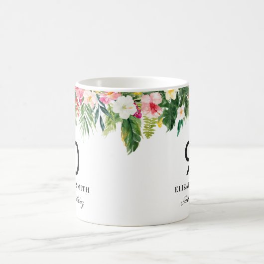 水彩熱帯誕生日 コーヒーマグカップ (中央)