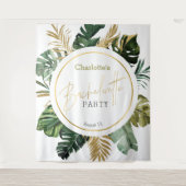 水彩熱帯金ゴールドバチェロレッテ背景 タペストリー (正面)