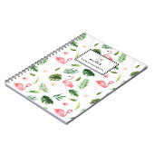 水彩熱帯離れとフラミンゴカスタム ノートブック (左側)