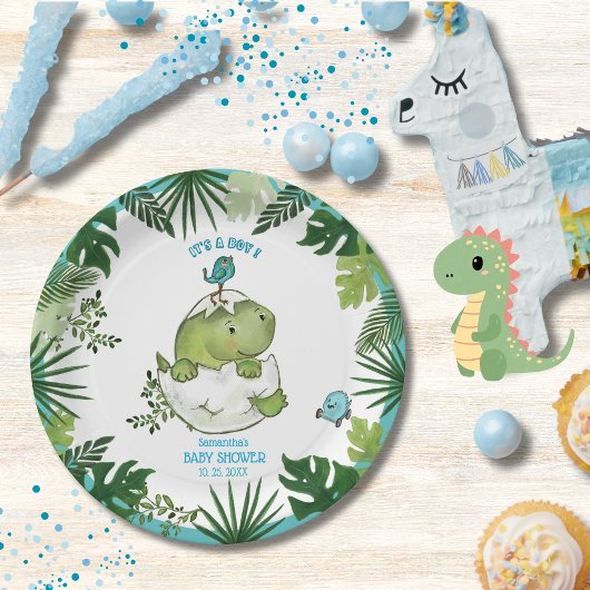 水彩熱帯離れディノベビーシャワープレート ペーパープレート