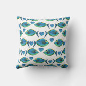 水彩熱帯青魚とハート クッション (裏面)