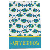 水彩熱帯青魚とハート ミディアムペーパーバッグ (正面)