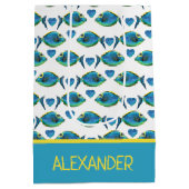 水彩熱帯青魚とハート ミディアムペーパーバッグ (裏面)