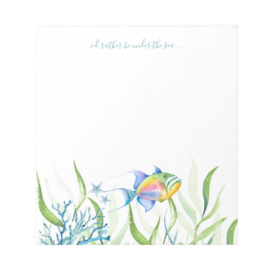 水彩熱帯魚の文具パーソナライズされた具 ノートパッド (正面)