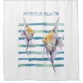 水彩熱帯魚バケーションビーチハウス シャワーカーテン (正面)