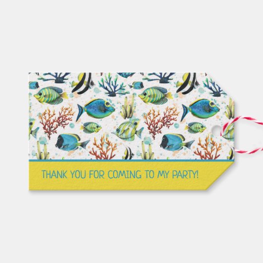 水彩熱帯魚パーソナライズされた ギフトタグ (正面(横))