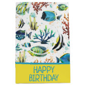 水彩熱帯魚パーソナライズされた ミディアムペーパーバッグ (正面)