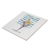 水彩熱帯魚ビーチ沿岸マルガート タイル (側面)