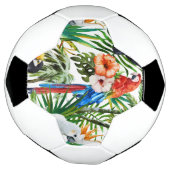 水彩熱帯鳥と葉のパターン サッカーボール (回転)