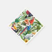 水彩熱帯鳥と葉のパターン スタンダードカクテルナプキン (角)