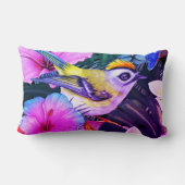 水彩熱帯鳥フローラプリント枕 ランバークッション (裏面)