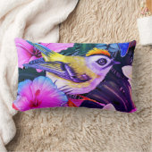 水彩熱帯鳥フローラプリント枕 ランバークッション (ブランケット)