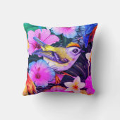 水彩熱帯鳥フローラプリント装飾用クッション クッション (裏面)