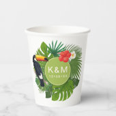 水彩熱帯（トゥーカングリーンID577） 紙コップ (正面)