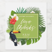 水彩熱帯(トゥーカン結婚の緑ID577) ワインラベル (シングルラベル)