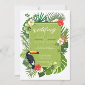 水彩熱帯(トゥーカン結婚の緑ID577) 招待状 (正面)