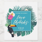 水彩熱帯(トゥーカン結婚ティール（緑がかった色）ID577) ワインラベル (シングルラベル)