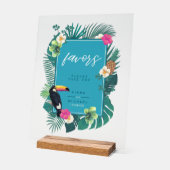 水彩熱帯w/トゥーカンティール(緑がかった色)ID577 アクリルサイン (傾斜)