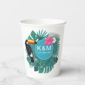 水彩熱帯w/トゥーカンティール(緑がかった色)ID577 紙コップ (裏面)