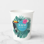 水彩熱帯w/トゥーカンティール(緑がかった色)ID577 紙コップ (正面)