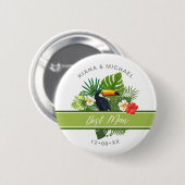 水彩熱帯w/トゥーカン花婿介添人グリーンID577 缶バッジ (正面&裏面)