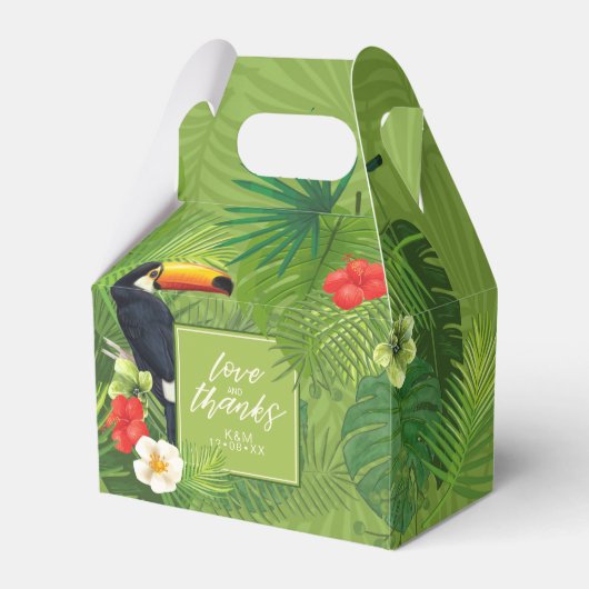 水彩熱帯W/Toucan結婚V2 Gr ID577 フェイバーボックス (正面サイド)