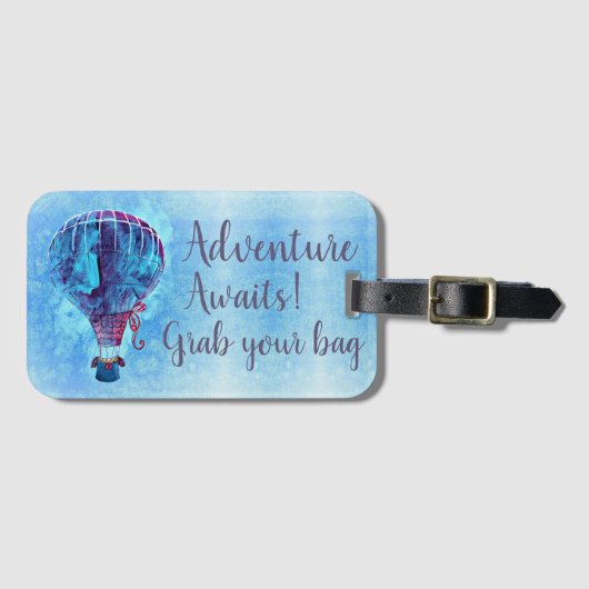 水彩熱気球アドベンチャー待ち ラゲッジタグ (正面横)