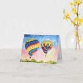 水彩熱気球グリーティン空白のグカード カード (黄色い花)