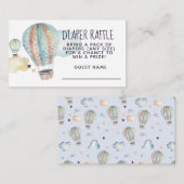 水彩熱気球パーティー(青) エンクロージャーカード (正面/裏面)