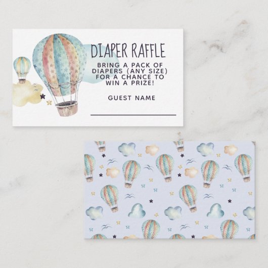 水彩熱気球パーティー(青) エンクロージャーカード (正面/裏面)
