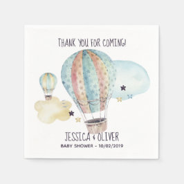 水彩熱気球パーティー(青) スタンダードカクテルナプキン
