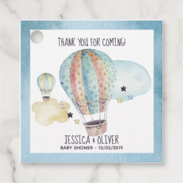 水彩熱気球パーティー(青) フェイバータグ