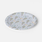 水彩熱気球パーティー(青) ペーパープレート (アングル)