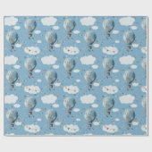 水彩熱気球ブルー// ラッピングペーパー (フラット)