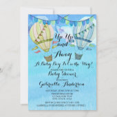 水彩熱気球ボーイベビーシャワー 招待状 (正面)