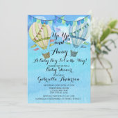 水彩熱気球ボーイベビーシャワー 招待状 (スタンド正面)