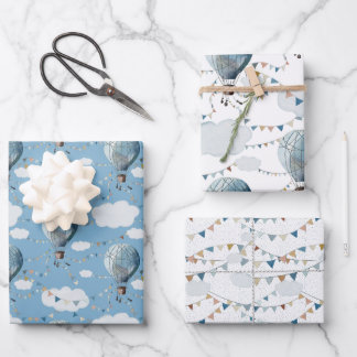 水彩熱気球// ラッピングペーパーシート