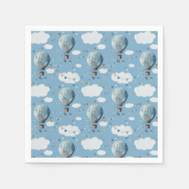 水彩熱風船ブルー//キッズ誕生日 スタンダードカクテルナプキン