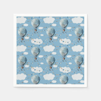 水彩熱風船ブルー//キッズ誕生日 スタンダードカクテルナプキン