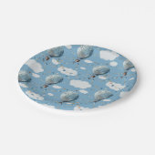 水彩熱風船ブルー//キッズ誕生日 ペーパープレート (アングル)