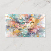 水彩爆絵を描発ピンク金ゴールドブルー 名刺 (裏面)