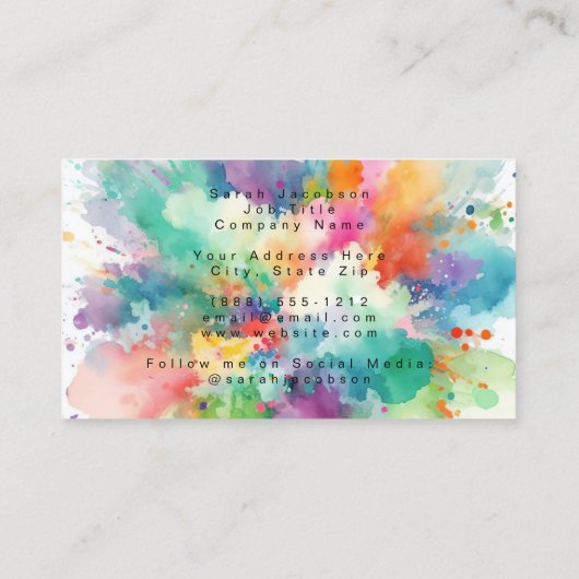 水彩爆絵を描発虹色 名刺 (裏面)