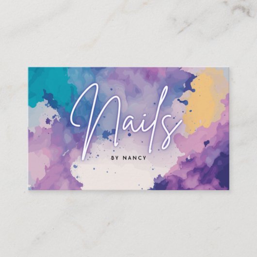 水彩爪、 ネイルネイルアーティスト爪、 ネイル技術 名刺 (正面)