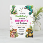 水彩爬虫類両生類パーティー誕生日 招待状 (スタンド正面)