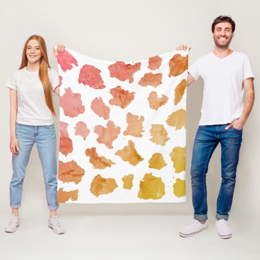 水彩牛の皮膚パターン フリースブランケット (インサイチュ)